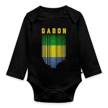 Drapeau du Gabon, Fierté gabonaise - Body Bébé bio manches longues - noir - Devant