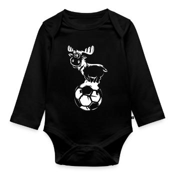 fußball Elch Hirsch lustig Ball Weihnachten Symbol - Baby Bio-Langarm-Body - Schwarz - Vorne