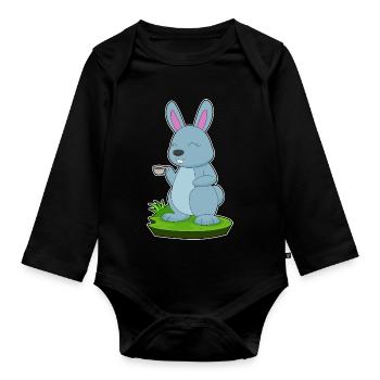 Tasse à café lapin - Body Bébé bio manches longues - noir - Devant