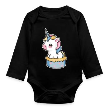 Unicorn Cake - Organic Longsleeve Baby Bodysuit - black - Front