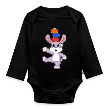 Danse de Pâques du lapin - Body Bébé bio manches longues - noir - Devant