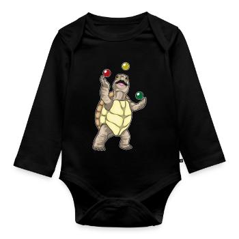 Jongleur de tortues jonglant - Body Bébé bio manches longues - noir - Devant