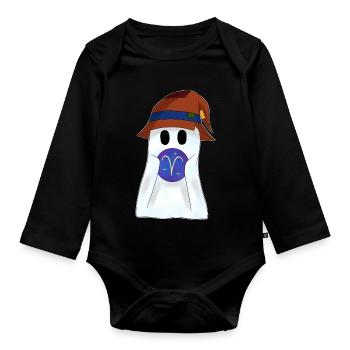 Astrologischer Widder Tierkreiszeichnertop - Baby Bio-Langarm-Body - Schwarz - Vorne