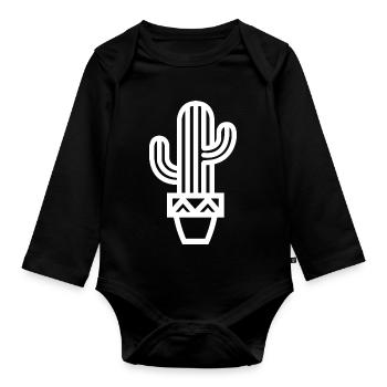 Cactus plant icon Botany Houseplants icon - Organic Longsleeve Baby Bodysuit - black - Front