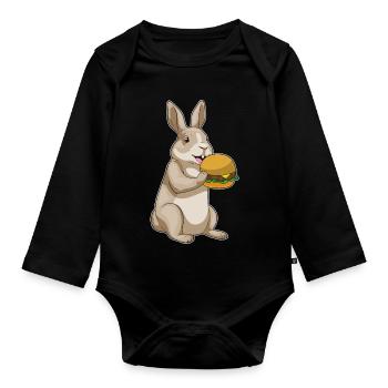 Bunny Cheeseburger - Organic Longsleeve Baby Bodysuit - black - Front