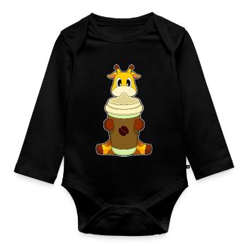 Giraffe Coffee to go Becher - Baby Bio-Langarm-Body - Schwarz - Vorne