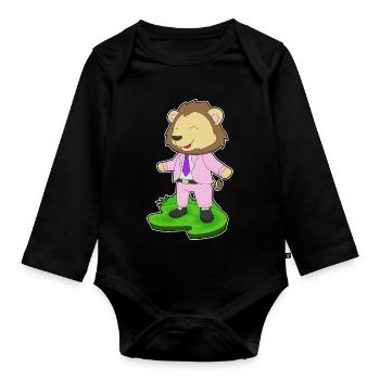 Löwe Bräutigam Krawatte Hochzeit - Baby Bio-Langarm-Body - Schwarz - Vorne