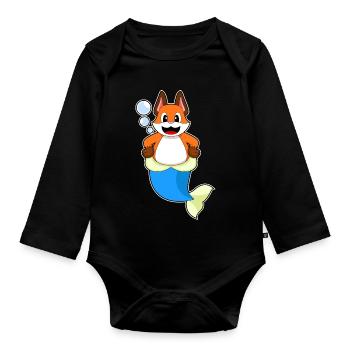 Renard sirène - Body Bébé bio manches longues - noir - Devant