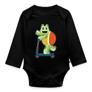 Scooter tortue - Body Bébé bio manches longues - noir - Devant