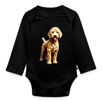 Goldendoodle Golden Doodle Dog Geometric - Organic Longsleeve Baby Bodysuit - black - Front