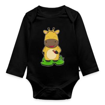 Barre de chocolat girafe - Body Bébé bio manches longues - noir - Devant