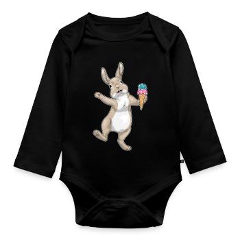 Hase Waffeleis - Baby Bio-Langarm-Body - Schwarz - Vorne