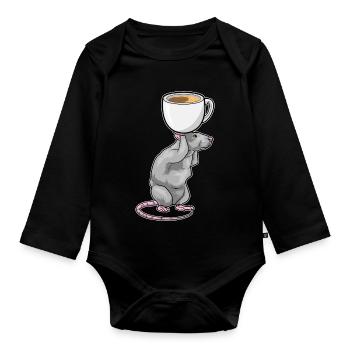 Tasse à café souris - Body Bébé bio manches longues - noir - Devant