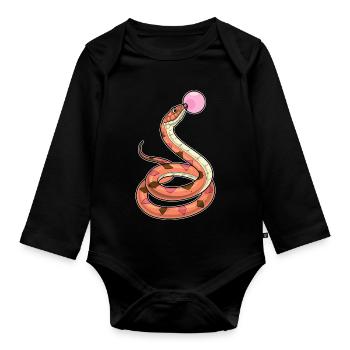 Snake Chewing Gum - Organic Longsleeve Baby Bodysuit - black - Front