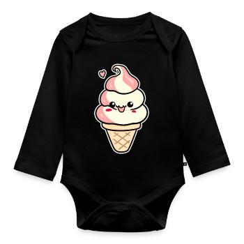 Crème glacée de dessin animé - Body Bébé bio manches longues - noir - Devant