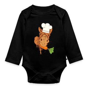 Cook Cooks Cook Donkey Kitchen Culinary Arts Host - Organic Longsleeve Baby Bodysuit - black - Front