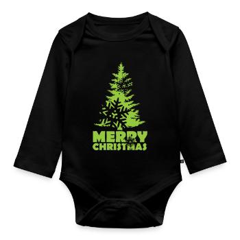 Christmas Fir Christmas Tree Snow Flake - Organic Longsleeve Baby Bodysuit - black - Front
