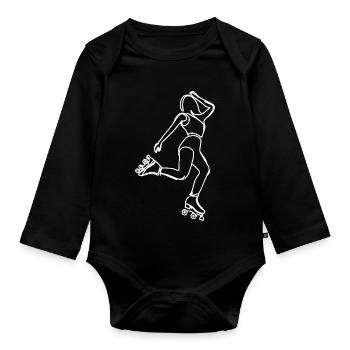Roller Skater Drawing - Organic Longsleeve Baby Bodysuit - black - Front