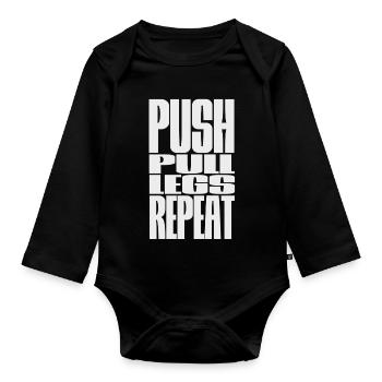 PUSH PULL LEGS WIEDERHOLEN - Baby Bio-Langarm-Body - Schwarz - Vorne