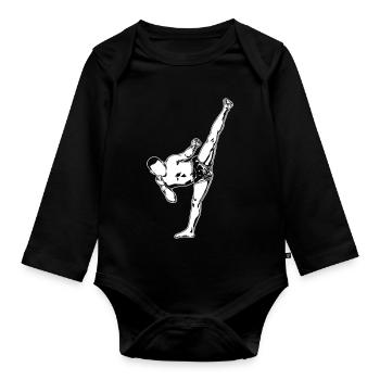 Kickboxeur - Body Bébé bio manches longues - noir - Devant
