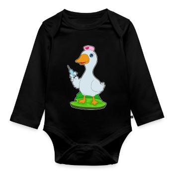 Infirmière Canard Vie Quotidienne - Body Bébé bio manches longues - noir - Devant