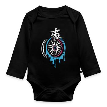 Jante JDM fondante avec kanji – style d’accord - Body Bébé bio manches longues - noir - Devant