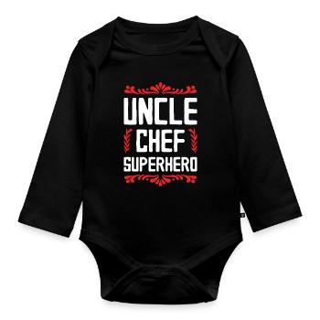 Uncle Superhero - Organic Longsleeve Baby Bodysuit - black - Front