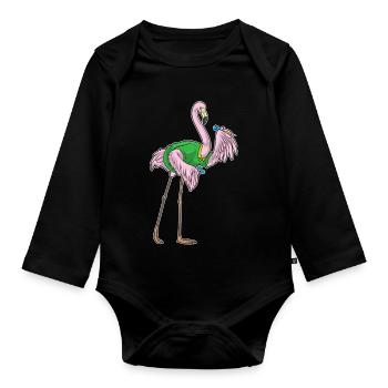 Flamingo Dart Dartpfeil - Organic Longsleeve Baby Bodysuit - black - Front