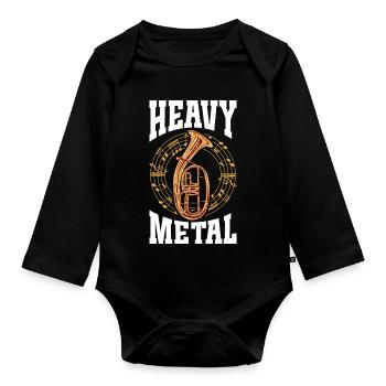 Cor ténor en métal lourd avec couronne de musique - Body Bébé bio manches longues - noir - Devant
