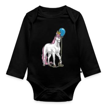 Unicorn Balloon - Organic Longsleeve Baby Bodysuit - black - Front