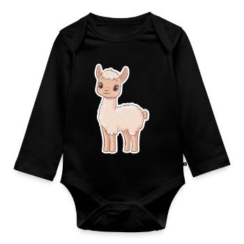 Lama Alpaga Lama - Body Bébé bio manches longues - noir - Devant