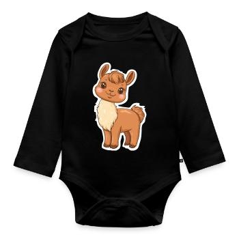 Llama Alpaca Llama Animal Gift - Organic Longsleeve Baby Bodysuit - black - Front