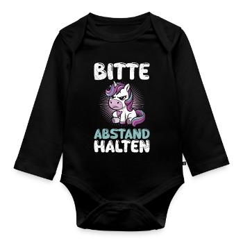 Mallorca PLEASE KEEP YOUR DISTANCE Anti Flirt Funny - Organic Longsleeve Baby Bodysuit - black - Front