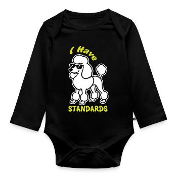 Ausdrucksstarker Pudel mit Sonnenbrille - Baby Bio-Langarm-Body - Schwarz - Vorne