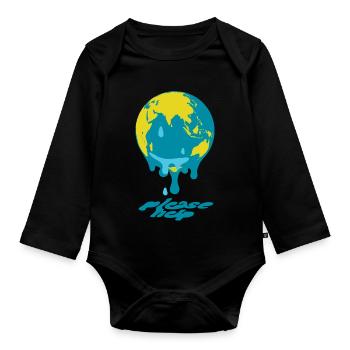 Global Warming Globe - Organic Longsleeve Baby Bodysuit - black - Front