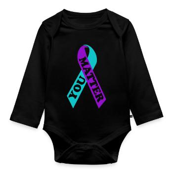 YOU MATTER Suicide Awareness Ribbon - Organic Longsleeve Baby Bodysuit - black - Front