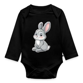 Hase - Baby Bio-Langarm-Body - Schwarz - Vorne