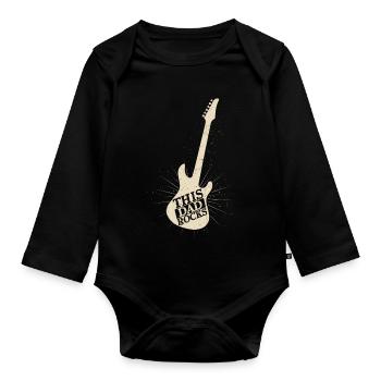 This Dad Rocks Rock Band Guitar Music - Baby Bio-Langarm-Body - Schwarz - Vorne