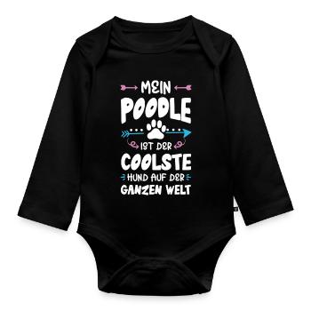 Dicton de chien caniche - Body Bébé bio manches longues - noir - Devant