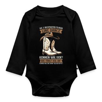 Line Dancing Cowboy Line Dancer Line Dance - Baby Bio-Langarm-Body - Schwarz - Vorne
