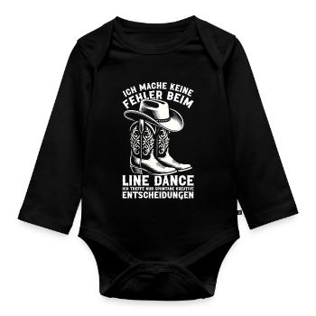 Line Dancing Cowboy Line Dancer Line Dance - Baby Bio-Langarm-Body - Schwarz - Vorne