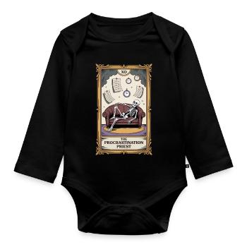 The Procrastination Priest Procrastinator Skeleton - Organic Longsleeve Baby Bodysuit - black - Front