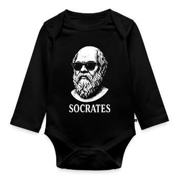 Socrates in Shades - Organic Longsleeve Baby Bodysuit - black - Front