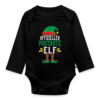 Christmas MAIL CARRIER POSTMAN ELF Funny - Organic Longsleeve Baby Bodysuit - black - Front