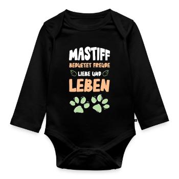 Motif de l’amour et de la vie du mastiff - Body Bébé bio manches longues - noir - Devant
