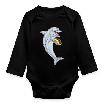 Dolphin Taco - Organic Longsleeve Baby Bodysuit - black - Front