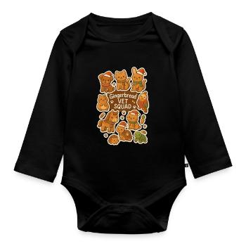 Gingerbread Vet Squad - Organic Longsleeve Baby Bodysuit - black - Front