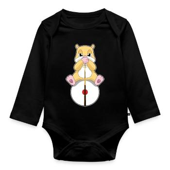 Hamster Billiard Queue Sport - Baby Bio-Langarm-Body - Schwarz - Vorne