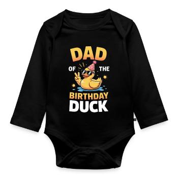 Papa du canard d’anniversaire - Body Bébé bio manches longues - noir - Devant