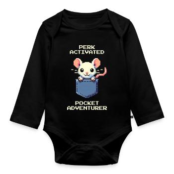 Perk aktiviert: Taschen-Abenteurer | Ratte - Baby Bio-Langarm-Body - Schwarz - Vorne